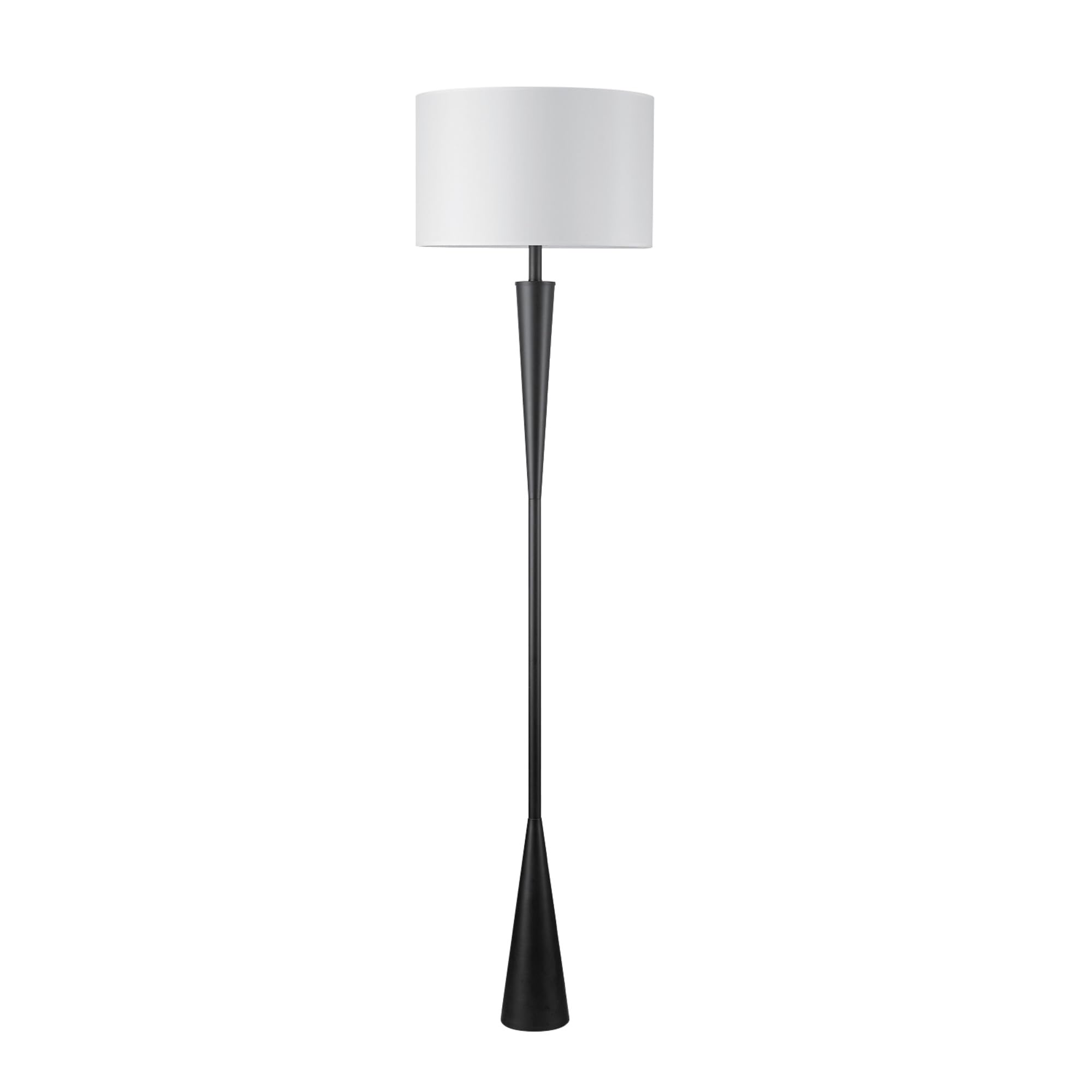 Globe Electric 65" Floor Lamp, Wood-Toned Finish, White Cotton Shade, Japandi Style, E26 Base, On/Off Rotary Switch, 5-Ft Cord, 52112