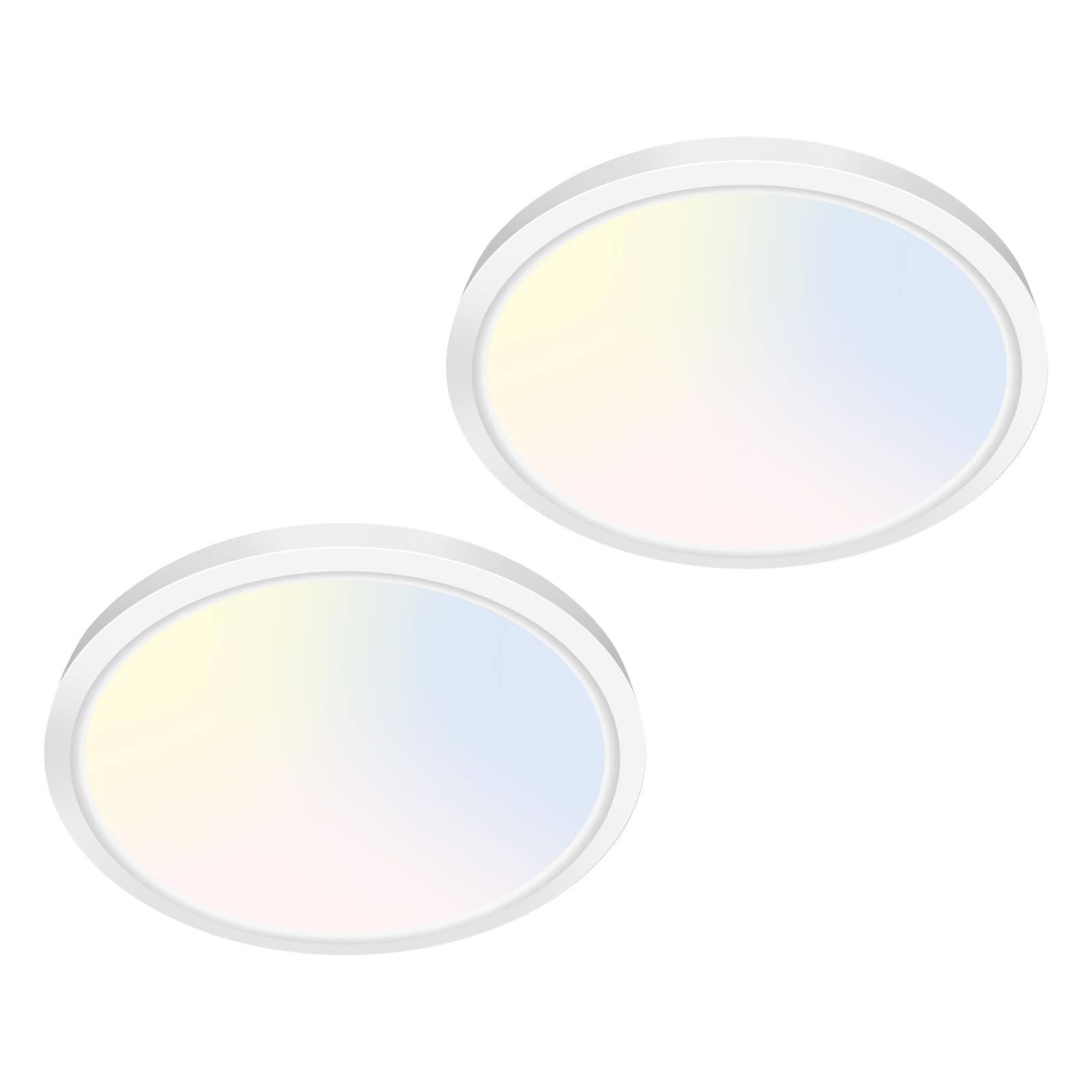 libtit 12 inch Flush Mount LED Ceiling Light Fixture, 3000K 4000K 6500K Adjustable, 28W 3200lm Brushed Nickel Satin Round Ceiling Lamp for Bathroom Hallway Kitchen Bedroom, 2 Pack