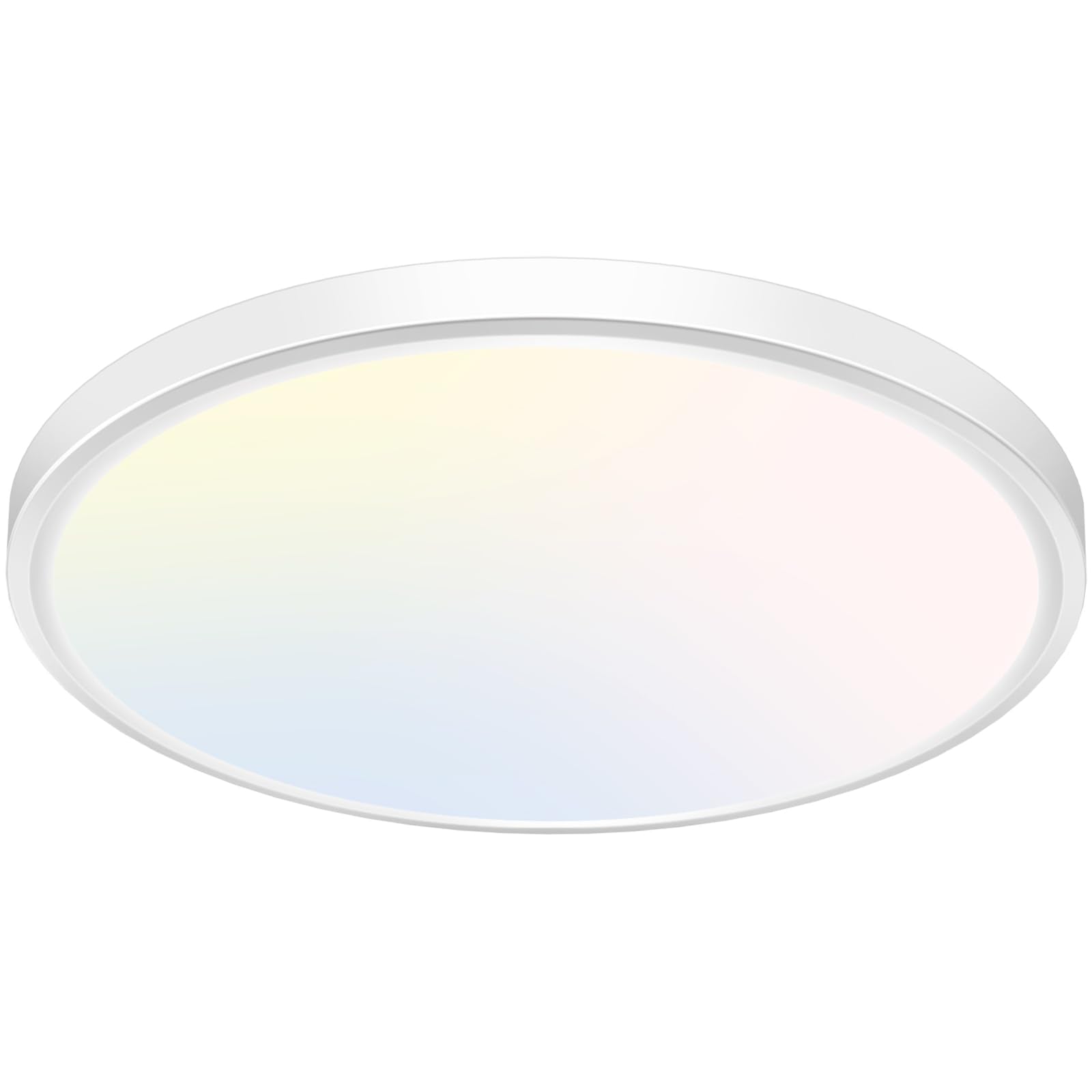 libtit 12 inch Flush Mount LED Ceiling Light Fixture, 3000K 4000K 6500K Adjustable, 28W 3200lm Brushed Nickel Satin Round Ceiling Lamp for Bathroom Hallway Kitchen Bedroom, 2 Pack