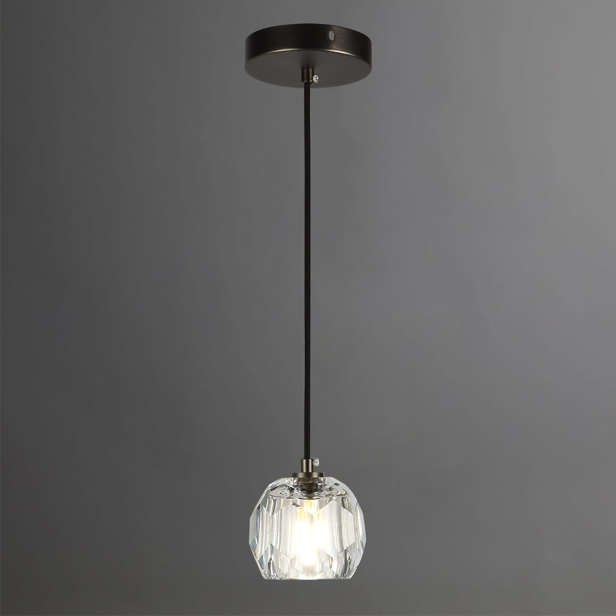 Modern Cylinder Pendant Light, Dimmable Brushed Nickel Acrylic Pendant Lights Kitchen Island, Single Small Ceiling Light Fixture with Bubble for Vanity Powder Room