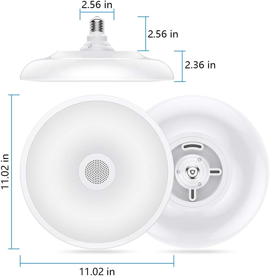 Bathroom Ceiling Light Fixture, Waterproof IP65 18W LED Music Ceiling Lamp with Remote Control with Bluetooth Speaker,FCC and UL1598 Certified for Kitchen, Laundry, Hallway. (Need Wired)