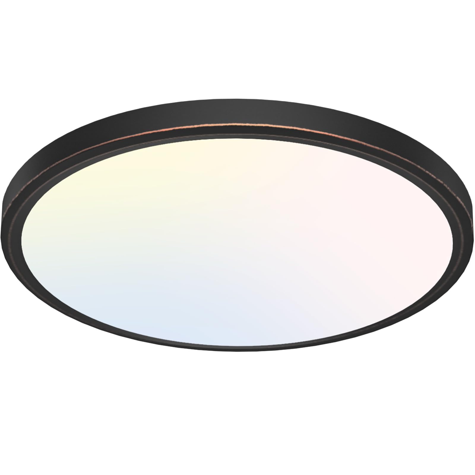 libtit 12 inch Flush Mount LED Ceiling Light Fixture, 3000K 4000K 6500K Adjustable, 28W 3200lm Brushed Nickel Satin Round Ceiling Lamp for Bathroom Hallway Kitchen Bedroom, 2 Pack