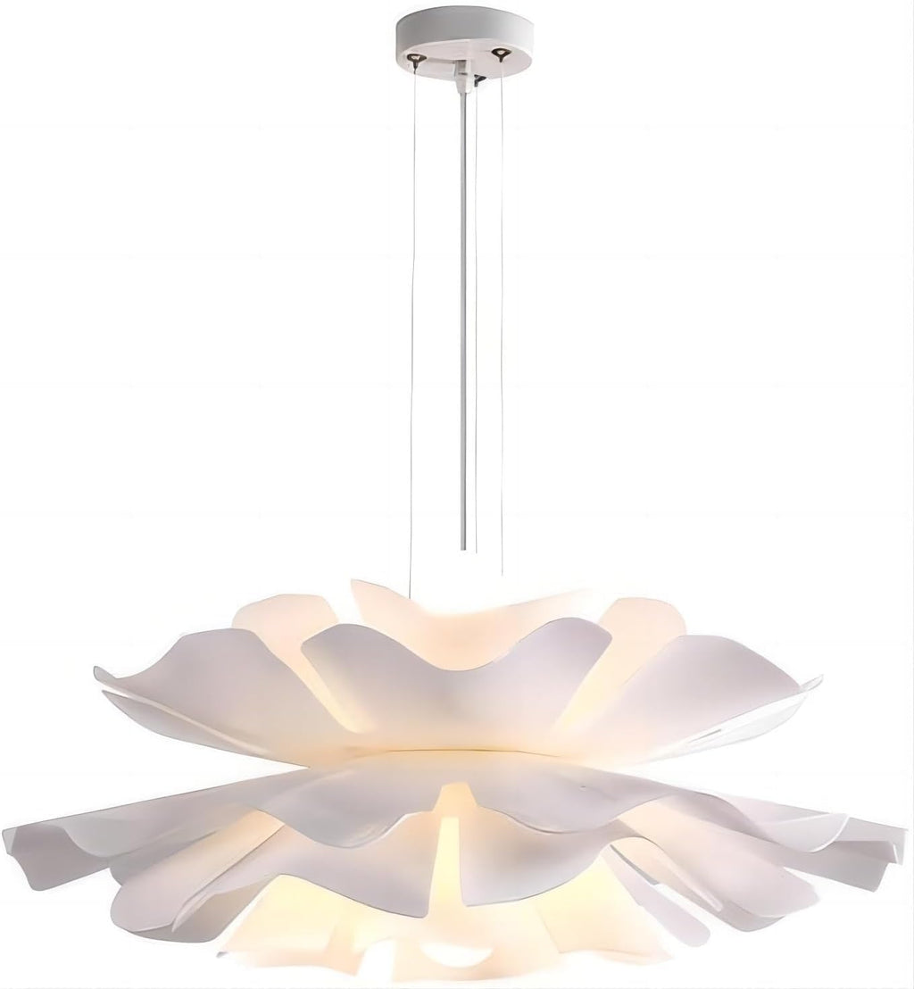 LIGHTLAND 2-Lights Acrylic Flower Pendant Light, Modern Minimalist Creative Hanging Light with Adjust Hanging Line, Pendant Lamp Chandelier for Living Room, Dining Room, Bedroom (15.8 Inch)