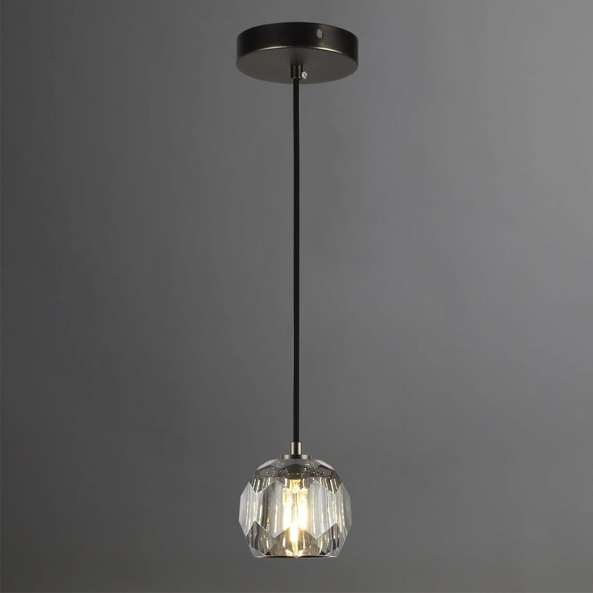 Modern Cylinder Pendant Light, Dimmable Brushed Nickel Acrylic Pendant Lights Kitchen Island, Single Small Ceiling Light Fixture with Bubble for Vanity Powder Room