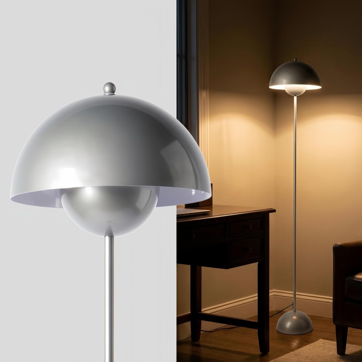COSYLUX Modern Floor Lamp for Living Room, Industrial Tall Standing Lamp for Bedroom, Metal Shade Reflecting Light Reading Floor Lamp for Office, Nursery Room, Corner(Pastel Green)