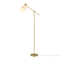 Globe Electric Novogratz x Globe Harrington 65" Floor Lamp, 2-Tone Faux Wood Base, White Fabric Shade, Socket Rotary Switch 67225
