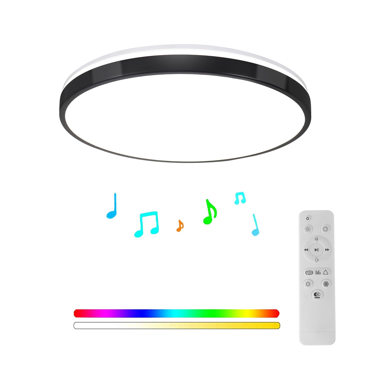 Bathroom Ceiling Light Fixture, Waterproof IP65 18W LED Music Ceiling Lamp with Remote Control with Bluetooth Speaker,FCC and UL1598 Certified for Kitchen, Laundry, Hallway. (Need Wired)
