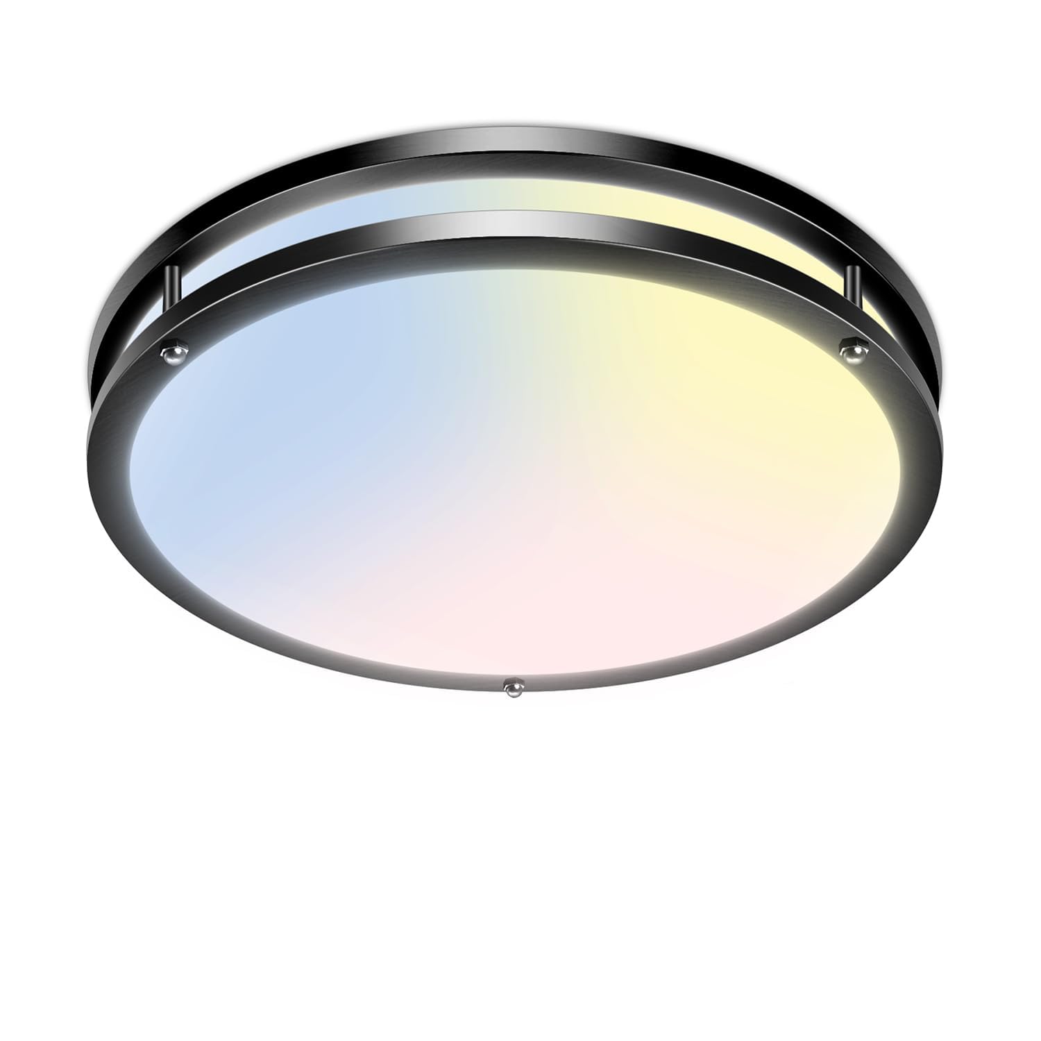 zemty 10Inch Black LED Flush Mount Ceiling Light Fixture, Dimmable &5CCT(3000K-6500K) Adjustable, 15W IP44 Damp-Rate Ceiling Lamp for Hallways, Bathrooms, Closets, Laundry Rooms-2Pack