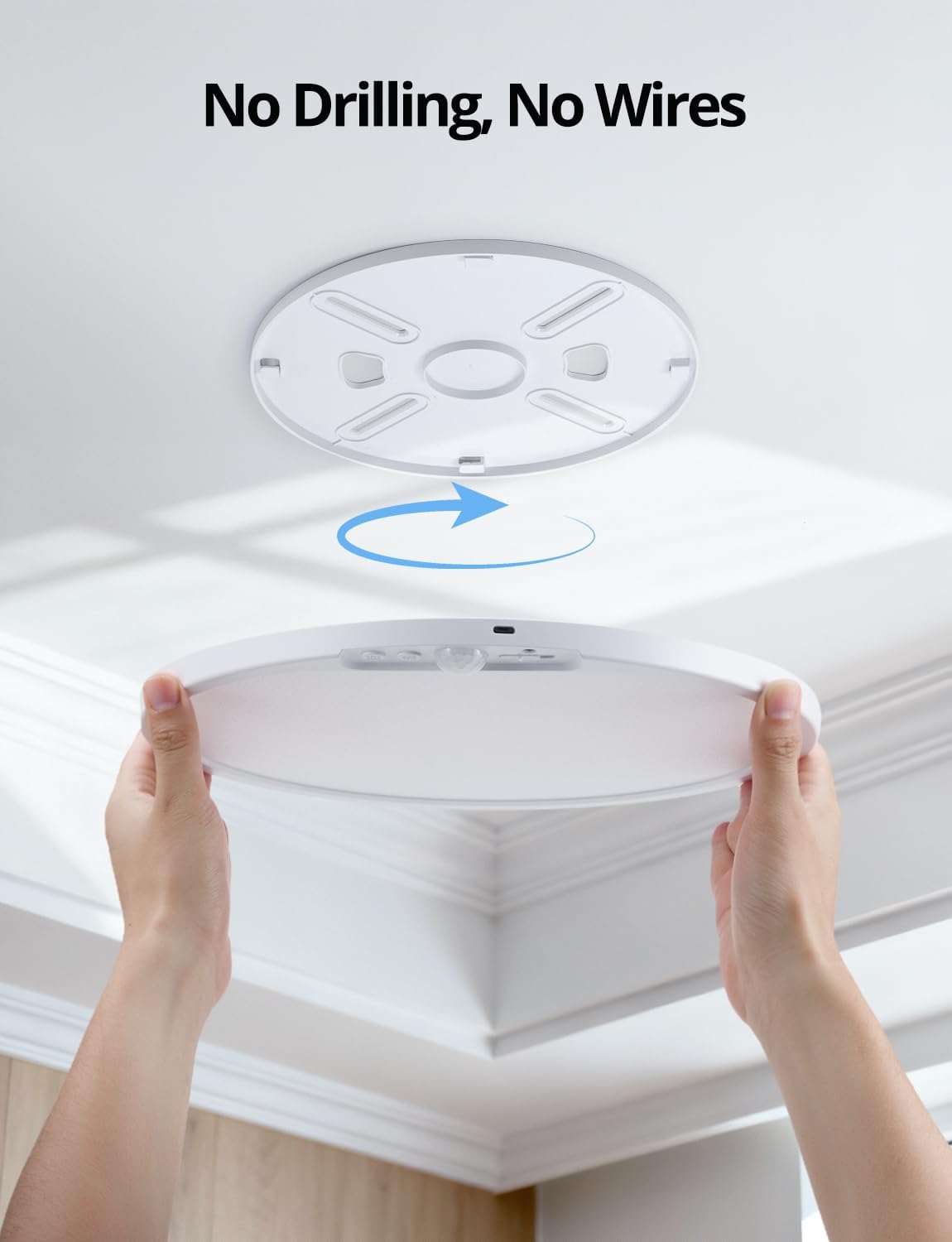 Combuh Rechargeable Battery Operated Ceiling Light for Shower Inside Wireless, 105 Day Battery Life Powered 11.8Inch Bright Waterproof Magnetic RGB Overhead Lighting without Wiring for Closet Bathroom