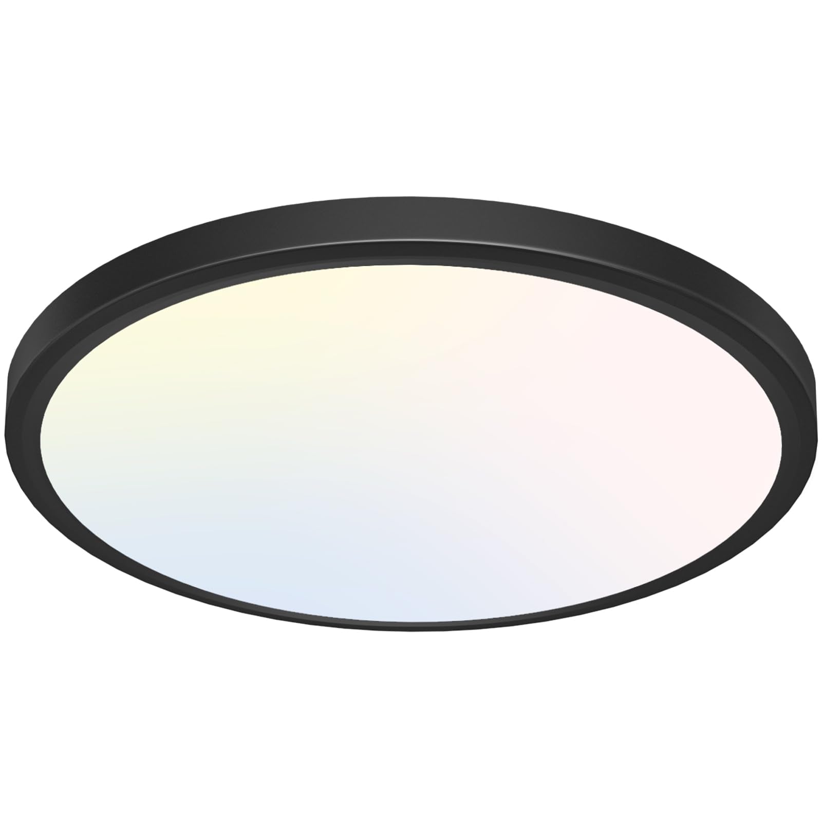 libtit 12 inch Flush Mount LED Ceiling Light Fixture, 3000K 4000K 6500K Adjustable, 28W 3200lm Brushed Nickel Satin Round Ceiling Lamp for Bathroom Hallway Kitchen Bedroom, 2 Pack