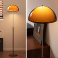Mushroom Floor Lamp 63" H Orange Floor Lamp for Living Room with Gradient Double Dome Lampshade 3 Color Adjustable Light Pull Chain Switch MCM Standing Lamp for Bedroom Office Study Room