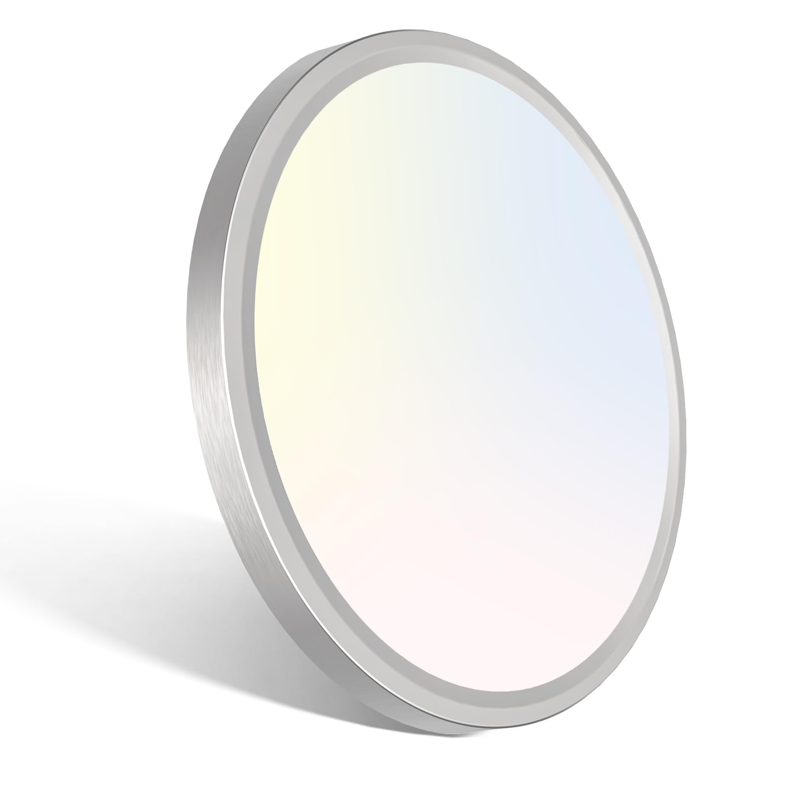 libtit 12 inch Flush Mount LED Ceiling Light Fixture, 3000K 4000K 6500K Adjustable, 28W 3200lm Brushed Nickel Satin Round Ceiling Lamp for Bathroom Hallway Kitchen Bedroom, 2 Pack