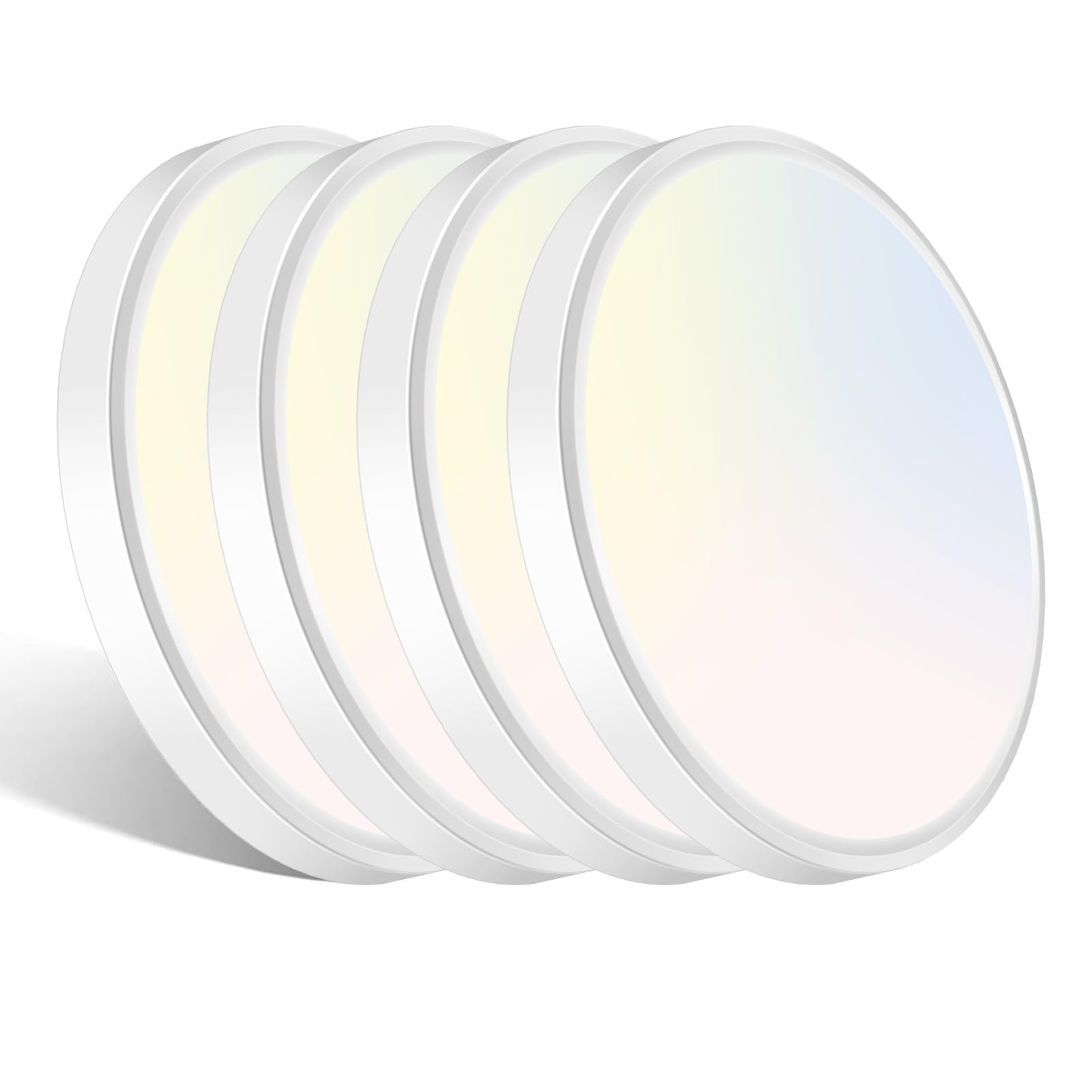 libtit 12 inch Flush Mount LED Ceiling Light Fixture, 3000K 4000K 6500K Adjustable, 28W 3200lm Brushed Nickel Satin Round Ceiling Lamp for Bathroom Hallway Kitchen Bedroom, 2 Pack