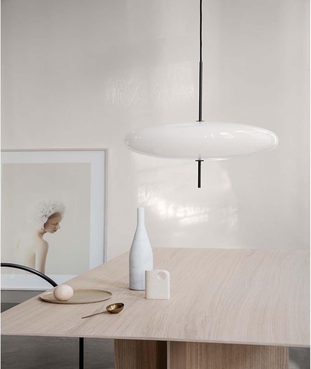Brikey 19.7'' Nordic Acrylic Pendant Light, 5-Light Hanging Ceiling Lamp Chandelier for Dining Room Kitchen Island(White)