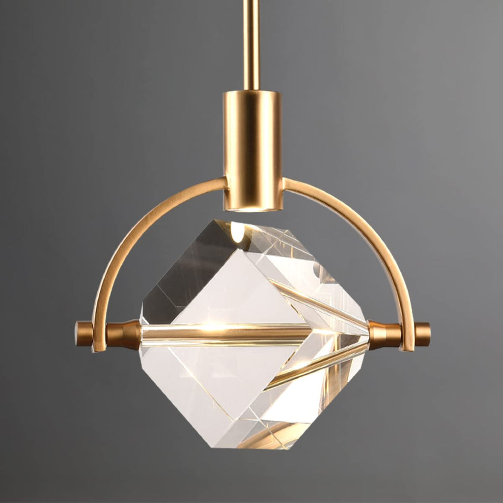 Modern Cylinder Pendant Light, Dimmable Brushed Nickel Acrylic Pendant Lights Kitchen Island, Single Small Ceiling Light Fixture with Bubble for Vanity Powder Room