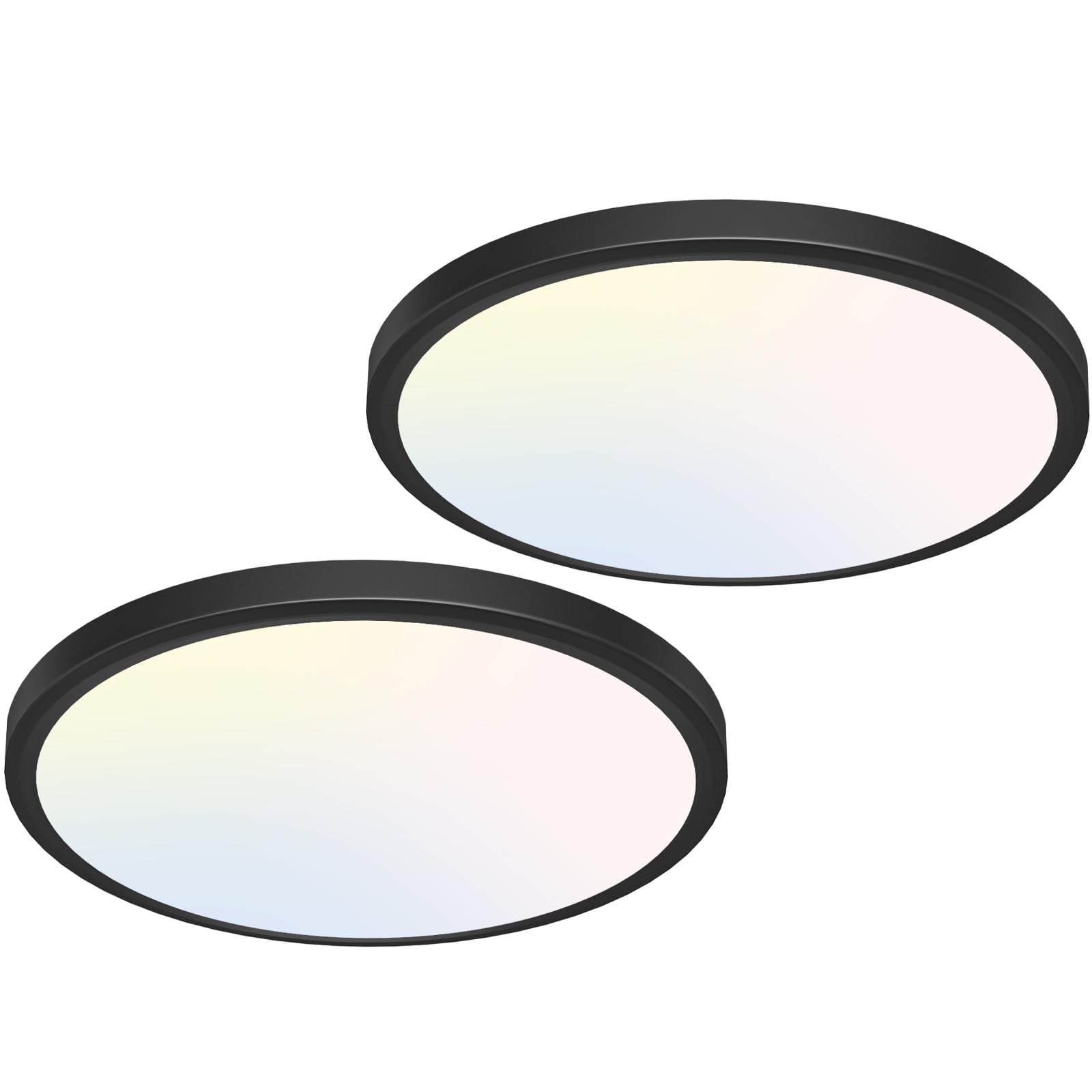 libtit 12 inch Flush Mount LED Ceiling Light Fixture, 3000K 4000K 6500K Adjustable, 28W 3200lm Brushed Nickel Satin Round Ceiling Lamp for Bathroom Hallway Kitchen Bedroom, 2 Pack