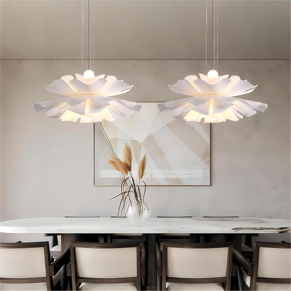 LIGHTLAND 2-Lights Acrylic Flower Pendant Light, Modern Minimalist Creative Hanging Light with Adjust Hanging Line, Pendant Lamp Chandelier for Living Room, Dining Room, Bedroom (15.8 Inch)