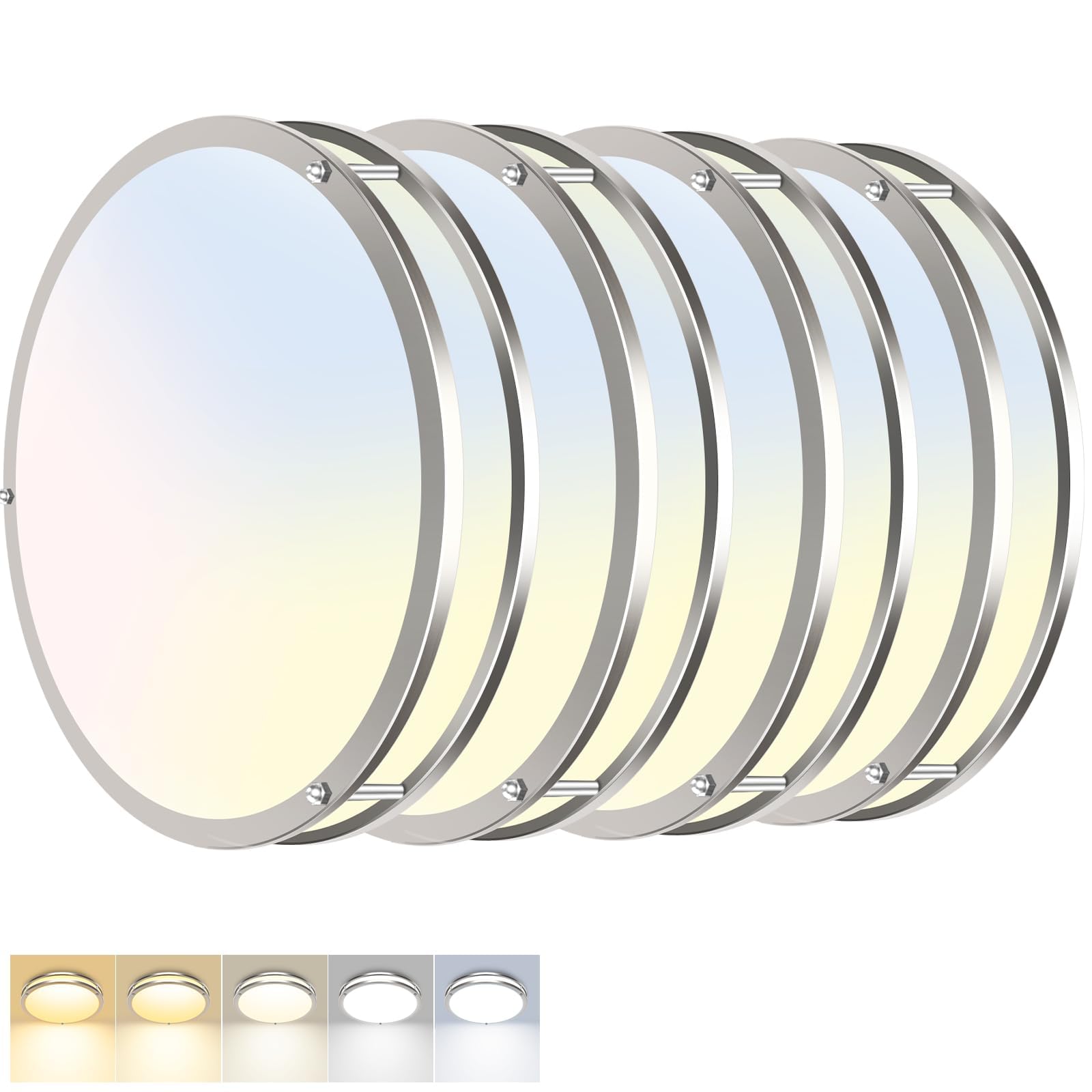 zemty 10Inch Black LED Flush Mount Ceiling Light Fixture, Dimmable &5CCT(3000K-6500K) Adjustable, 15W IP44 Damp-Rate Ceiling Lamp for Hallways, Bathrooms, Closets, Laundry Rooms-2Pack