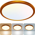libtit 12 inch Flush Mount LED Ceiling Light Fixture, 3000K 4000K 6500K Adjustable, 28W 3200lm Brushed Nickel Satin Round Ceiling Lamp for Bathroom Hallway Kitchen Bedroom, 2 Pack