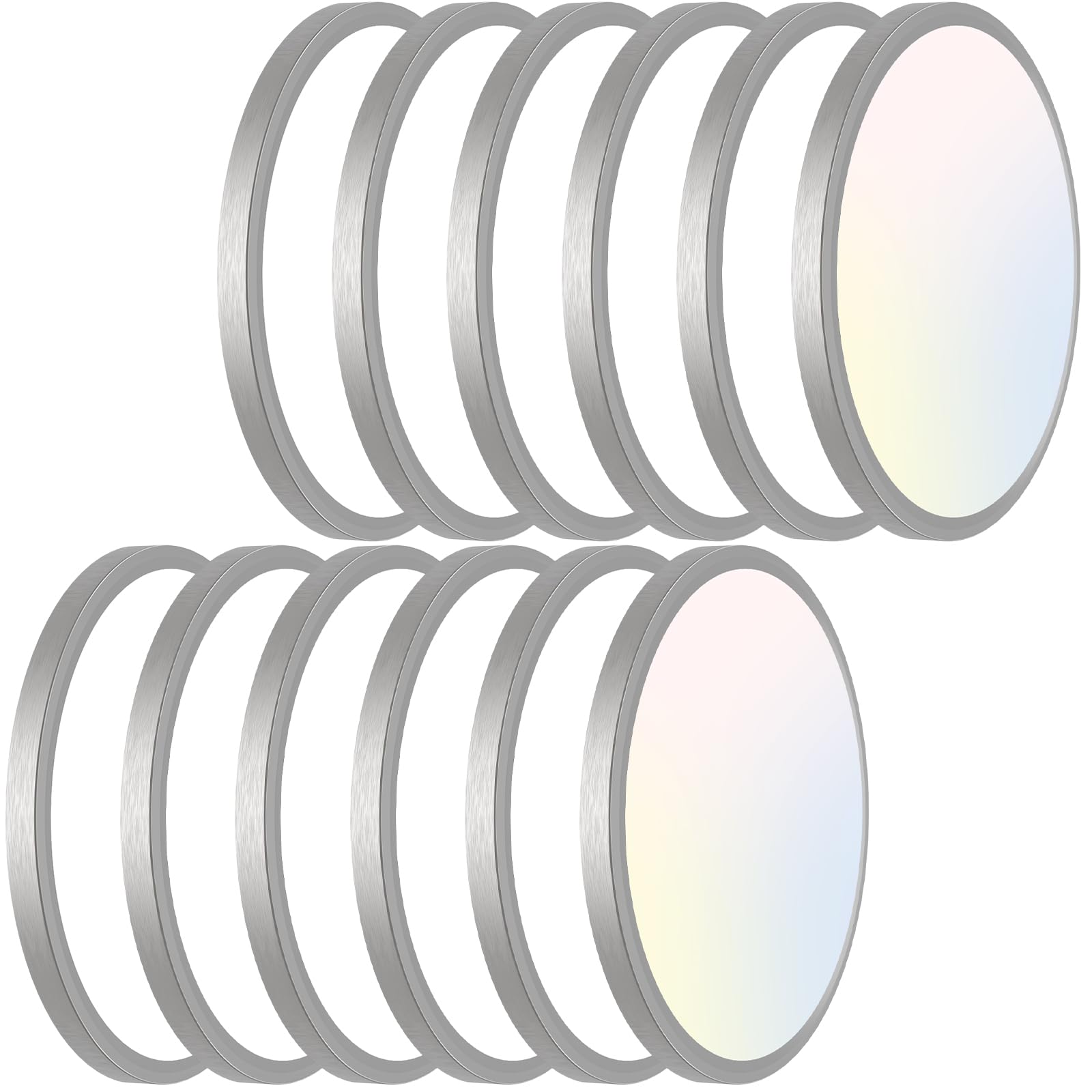 libtit 12 inch Flush Mount LED Ceiling Light Fixture, 3000K 4000K 6500K Adjustable, 28W 3200lm Brushed Nickel Satin Round Ceiling Lamp for Bathroom Hallway Kitchen Bedroom, 2 Pack