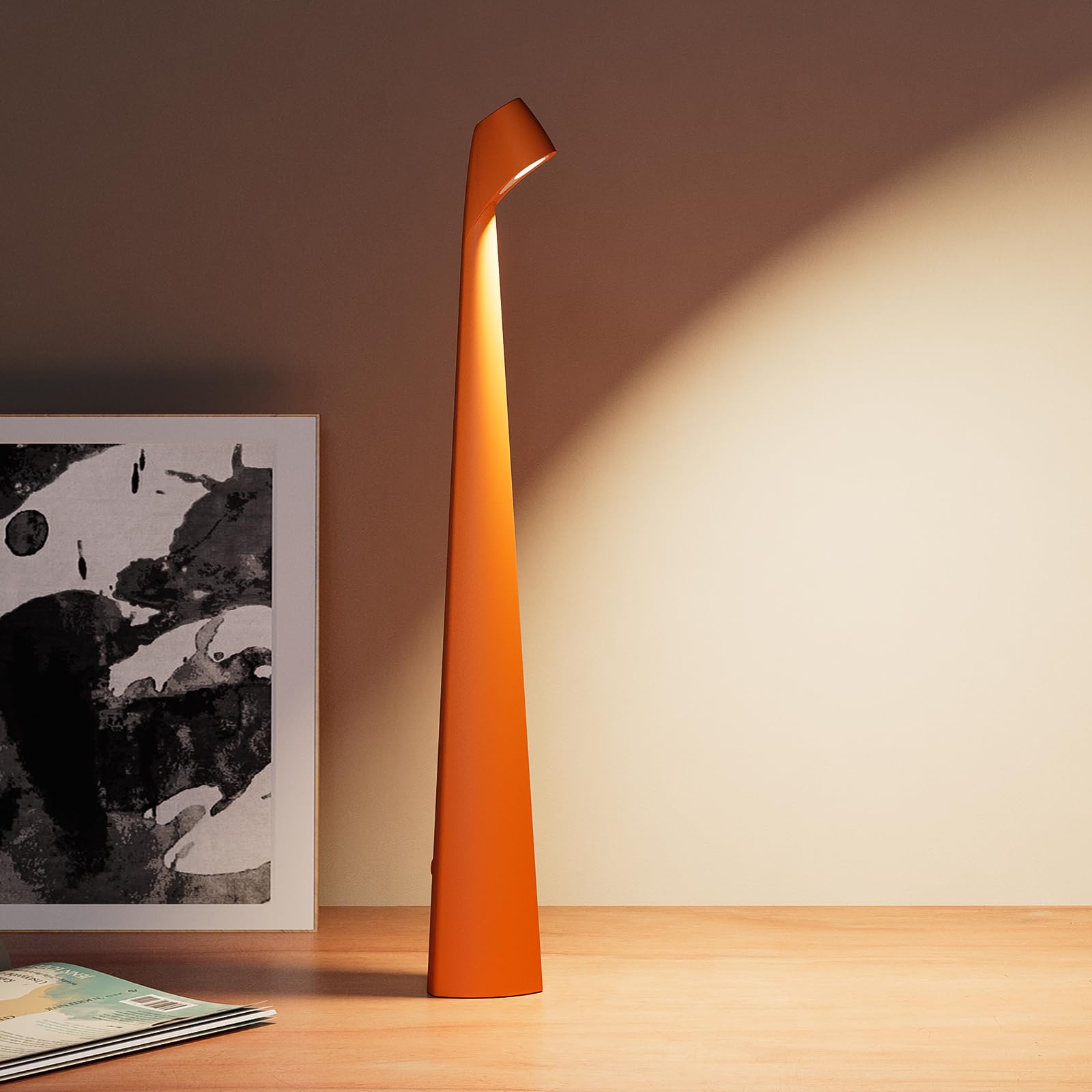 HAPYGI Portable Cordless LED Desk Lamp,Rechargeable Wireless Table Lamp, 3-Level Brightness, Patio Table Lamp, Bedside Night Light, Dining Room Ambient Light, Reading Light (Black)