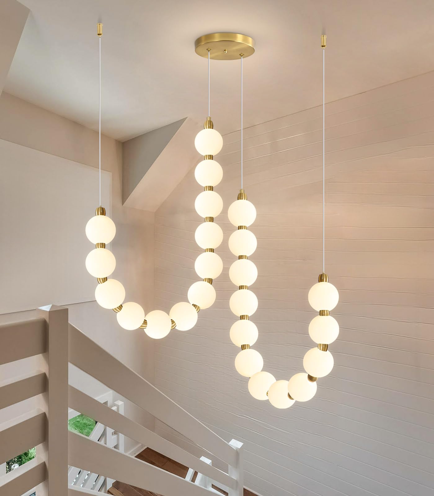 Modern Chandeliers LED Dimmable Light Acrylic Balls Ceiling Pendant Lighting for Living Room Dining Room Bedroom Adjustable Hanging Lights 25 Watts Gold Lamp