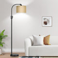 Nintiue Upgraded Modern Arc Dimmable Tall Standing Floor Lamp with Linen Shade, 1200 Lumens LED Bulb Included, for Living & Reading Room, Bedroom, Office & Nursery, Gold
