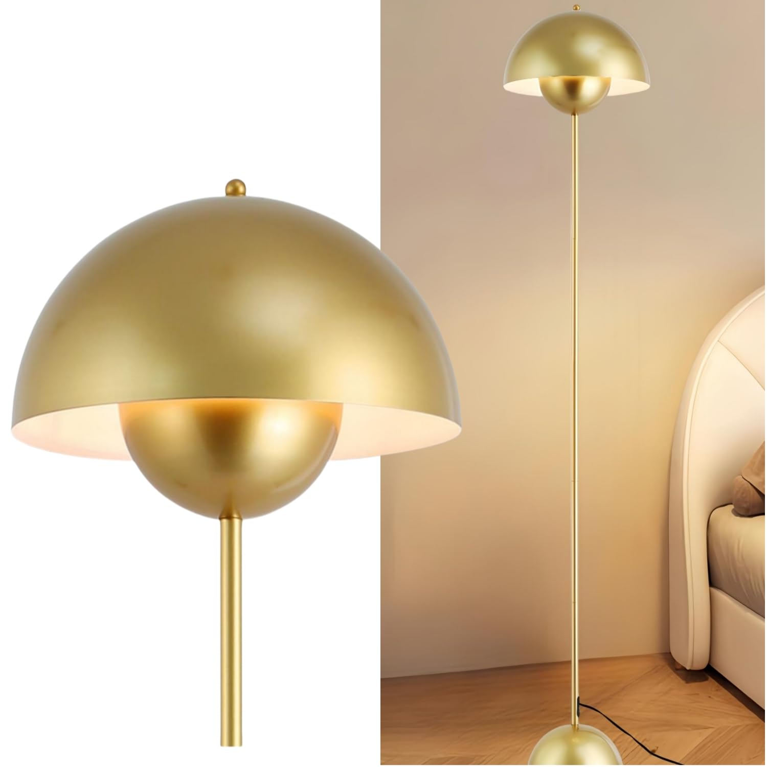 COSYLUX Modern Floor Lamp for Living Room, Industrial Tall Standing Lamp for Bedroom, Metal Shade Reflecting Light Reading Floor Lamp for Office, Nursery Room, Corner(Pastel Green)