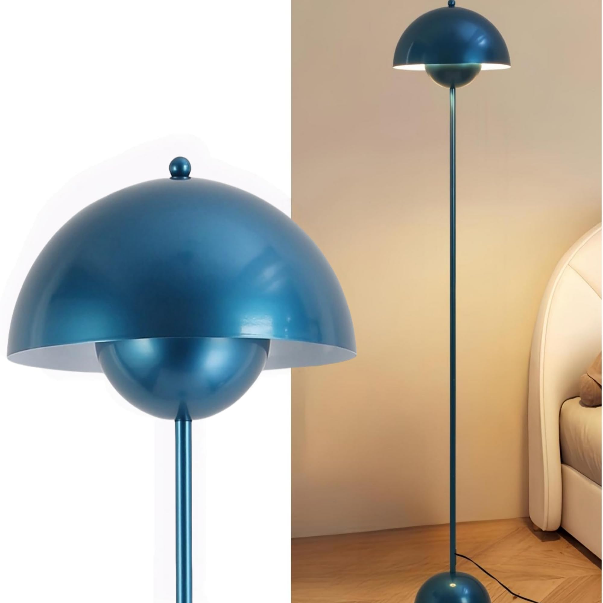 COSYLUX Modern Floor Lamp for Living Room, Industrial Tall Standing Lamp for Bedroom, Metal Shade Reflecting Light Reading Floor Lamp for Office, Nursery Room, Corner(Pastel Green)