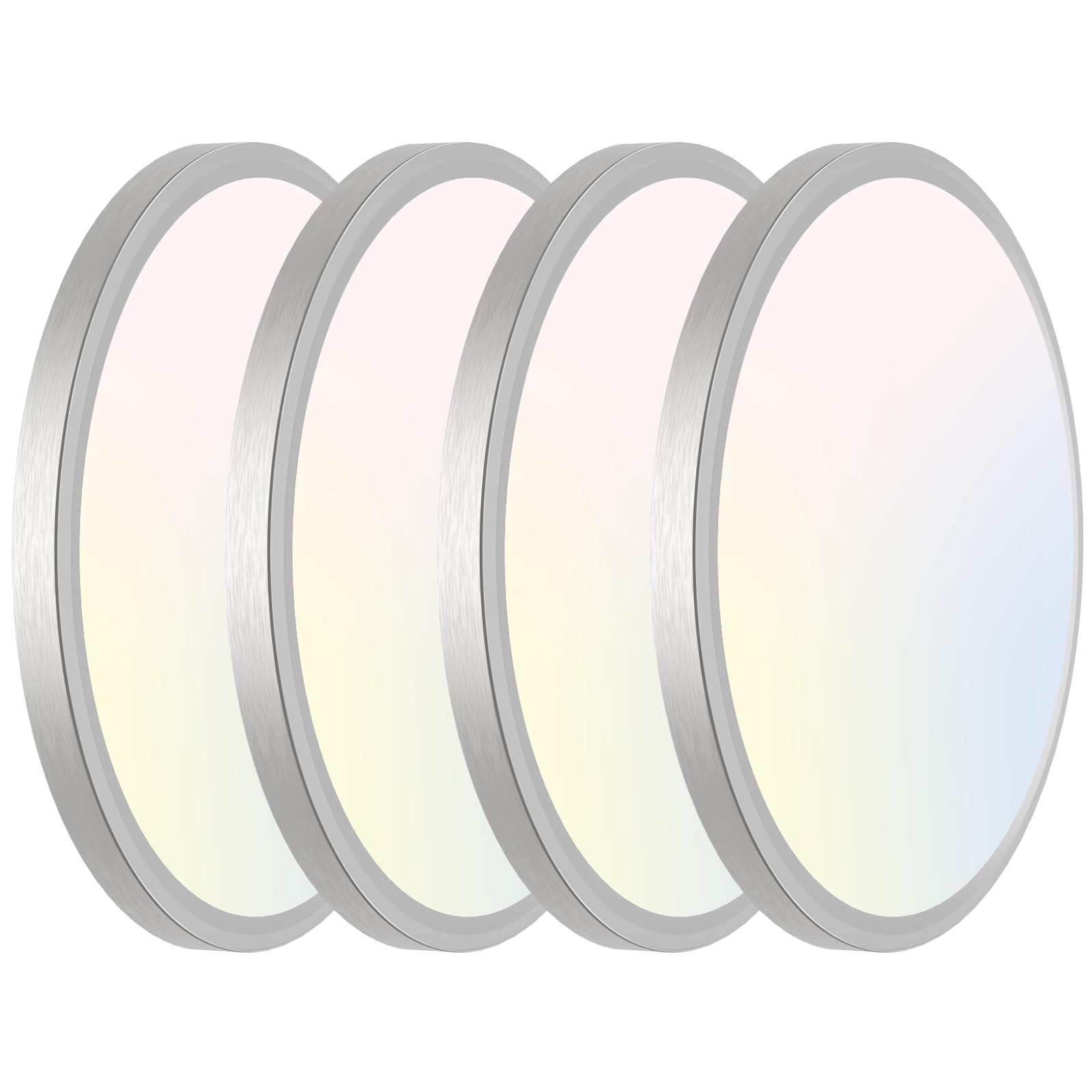 libtit 12 inch Flush Mount LED Ceiling Light Fixture, 3000K 4000K 6500K Adjustable, 28W 3200lm Brushed Nickel Satin Round Ceiling Lamp for Bathroom Hallway Kitchen Bedroom, 2 Pack