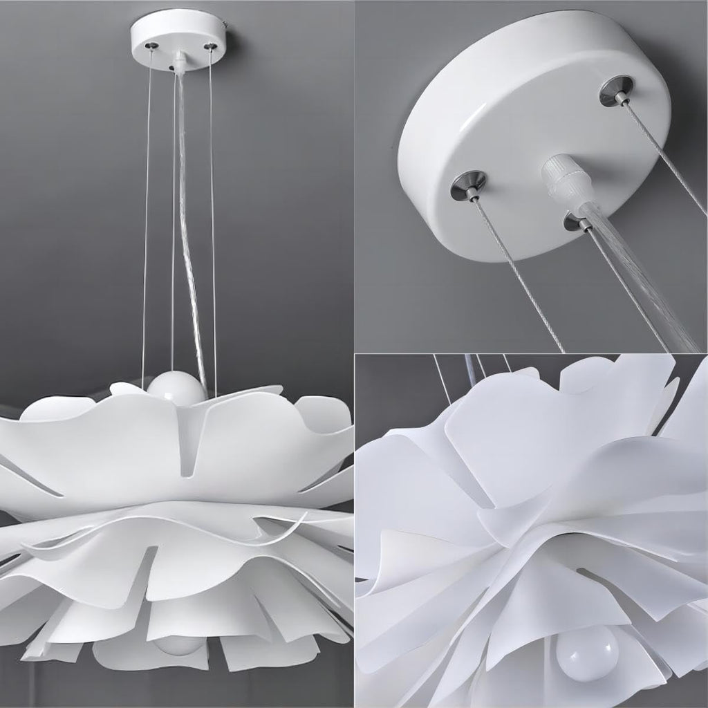 LIGHTLAND 2-Lights Acrylic Flower Pendant Light, Modern Minimalist Creative Hanging Light with Adjust Hanging Line, Pendant Lamp Chandelier for Living Room, Dining Room, Bedroom (15.8 Inch)