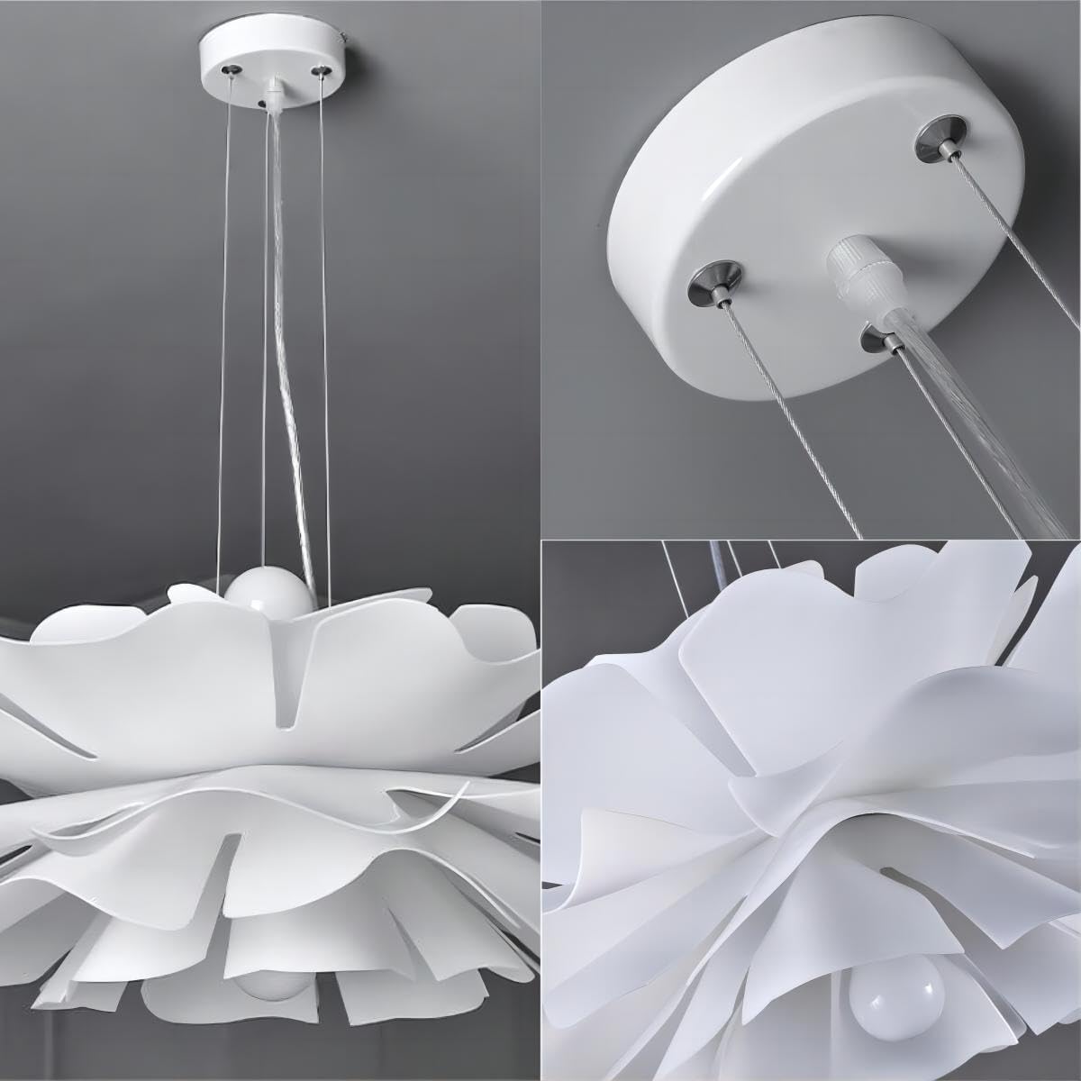 LIGHTLAND 2-Lights Acrylic Flower Pendant Light, Modern Minimalist Creative Hanging Light with Adjust Hanging Line, Pendant Lamp Chandelier for Living Room, Dining Room, Bedroom (15.8 Inch)