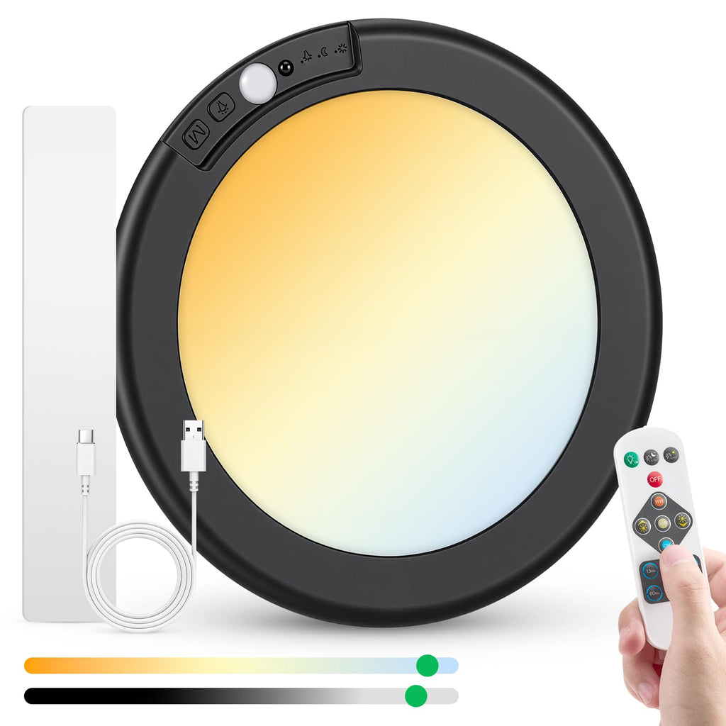 Bojim Rechargeable Ceiling Lights Wireless Waterproof Shower Lighting Inside, 3CCT & Dimmable Magnetic Motion Sensor Lights Battery Operated Closet Light No Wiring for Pantry Laundry 2 Pack