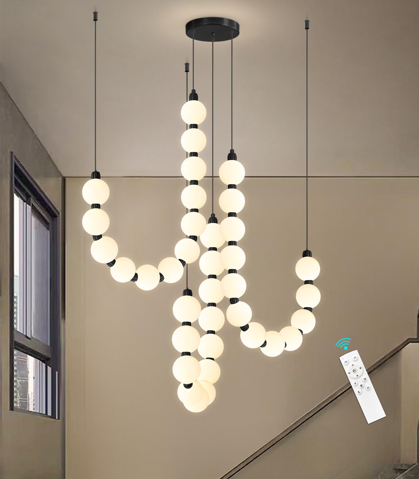 Modern Chandeliers LED Dimmable Light Acrylic Balls Ceiling Pendant Lighting for Living Room Dining Room Bedroom Adjustable Hanging Lights 25 Watts Gold Lamp