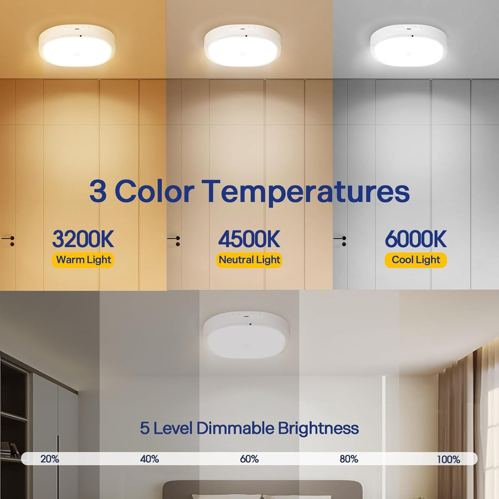 2-Pack 10000mAh Battery Motion Sensor Light, Remote Controlled Waterproof Wireless Lamp for Bathroom Closet Stairs Pantry