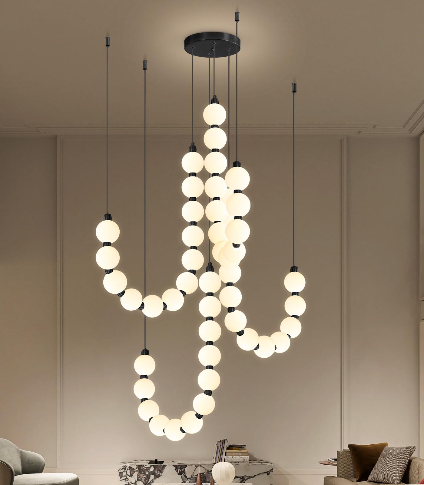 Modern Chandeliers LED Dimmable Light Acrylic Balls Ceiling Pendant Lighting for Living Room Dining Room Bedroom Adjustable Hanging Lights 25 Watts Gold Lamp