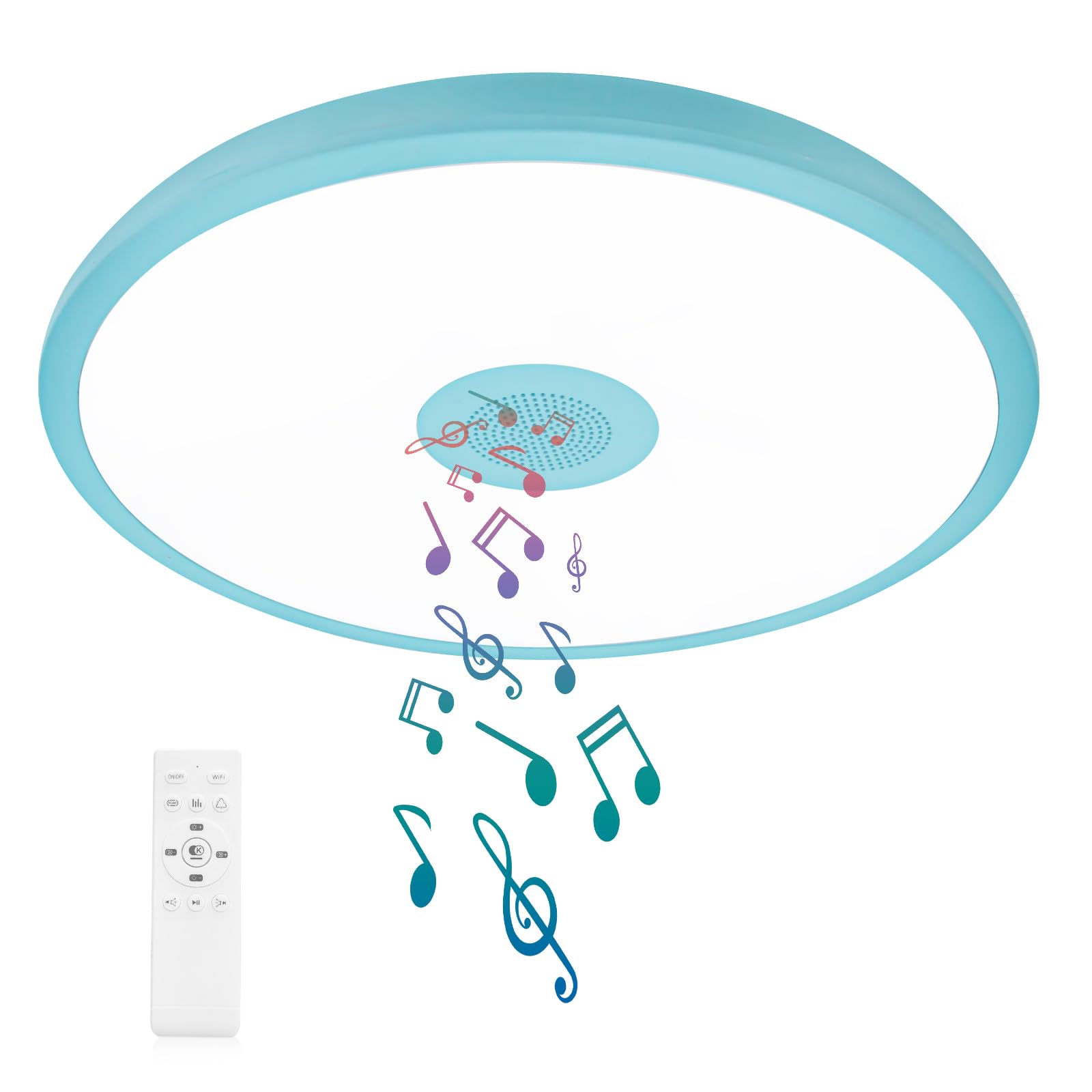 Black Waterproof LED Flush Mount Ceiling Light Fixture,with Bluetooth Speaker,11 Inch,18 watt,Dimmable Music Lamp,RGB Color Changing Light with Remote Control,for Bathroom,Shower,Bedroom