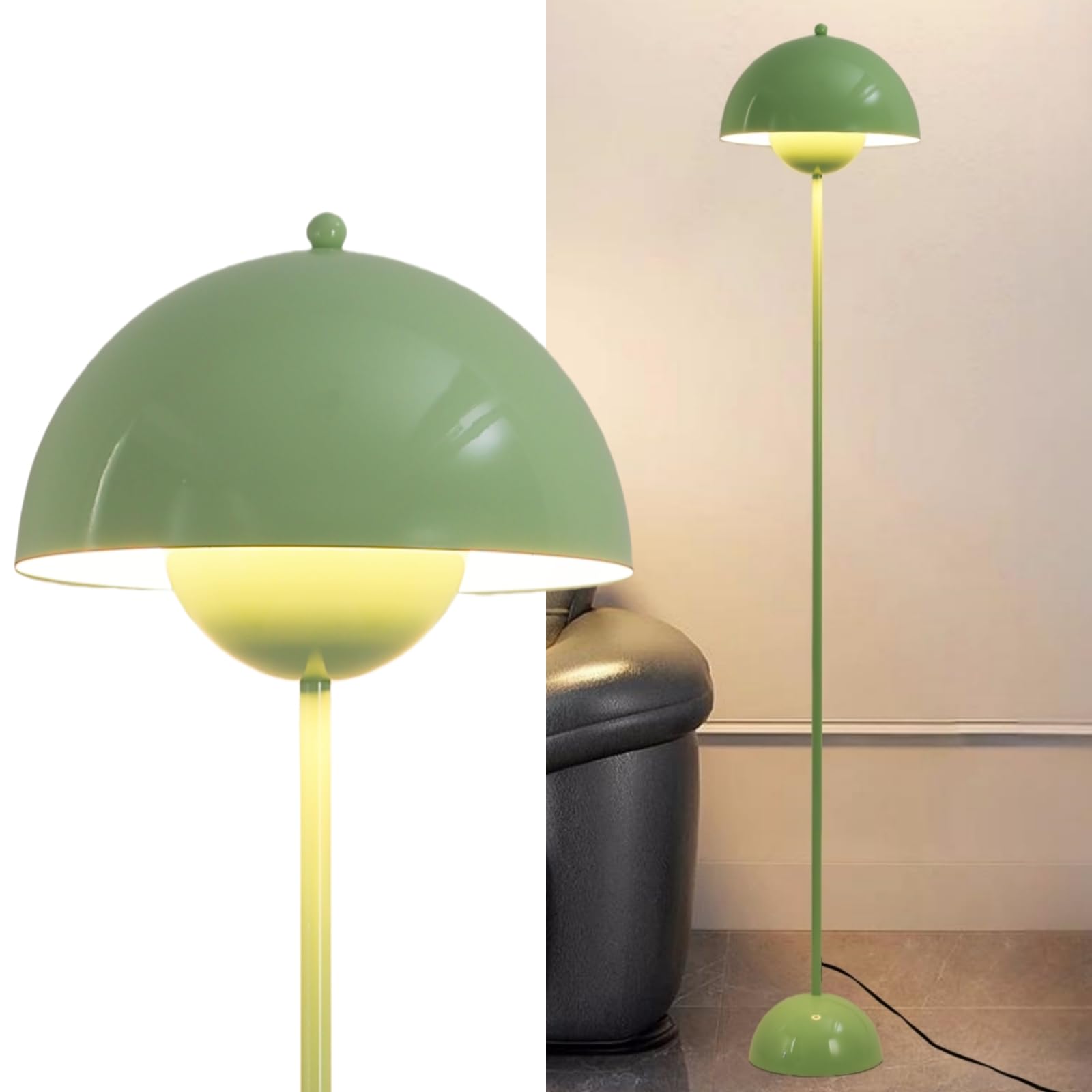 COSYLUX Modern Floor Lamp for Living Room, Industrial Tall Standing Lamp for Bedroom, Metal Shade Reflecting Light Reading Floor Lamp for Office, Nursery Room, Corner(Pastel Green)