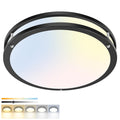 hepside 13inch Flush Mount Ceiling Light Fixture 2 Pack, Dimmable & 5 Color Temperatures Ceiling Light Black, 24W 3000K 3500K 4000K 5000K 6500K Adjustable Ceiling Lamps for Bathroom Bedroom Hallway
