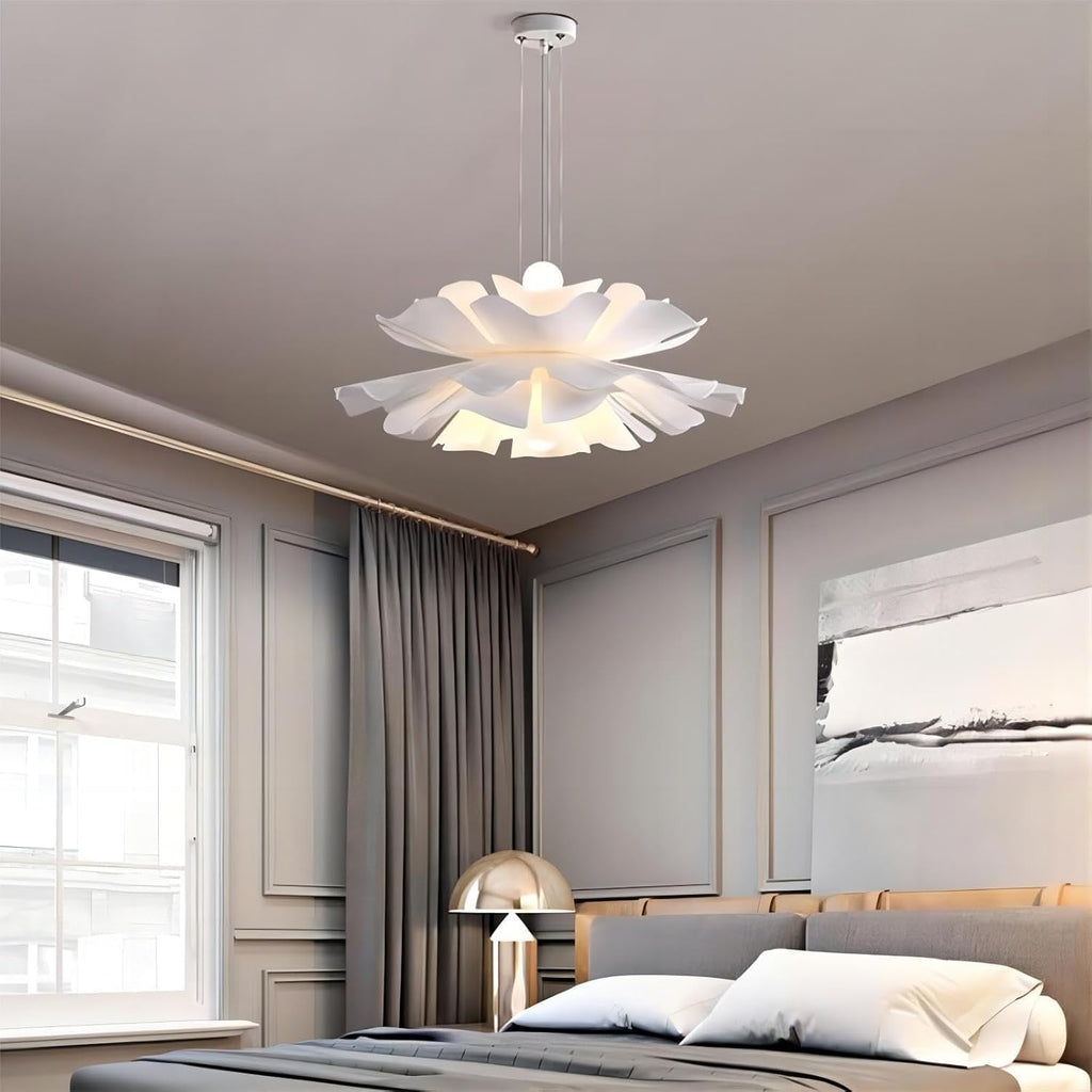 LIGHTLAND 2-Lights Acrylic Flower Pendant Light, Modern Minimalist Creative Hanging Light with Adjust Hanging Line, Pendant Lamp Chandelier for Living Room, Dining Room, Bedroom (15.8 Inch)