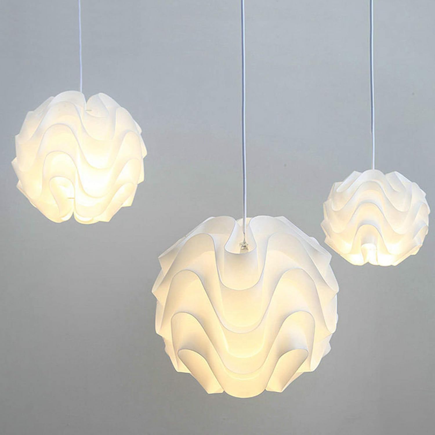 Lotus Lampshade Lampshade Pendant Light Modern LED Pendant Light White Plastic Shade Suspension Lamp Lighting Puzzle Flower Ceiling Light Fixture Chandelier for Home Cafe Hotel Restaurant Decorative
