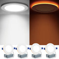 Meconard 4 Pack 6 Inch 5CCT LED Canless Recessed Lighting with Night Light, 2700K/3000K/3500K/4000K/5000K Selectable Ultra-Thin LED Ceiling Lights, 12W=110W, 1050LM, Dimmable Wafer Downlight ETL&FCC