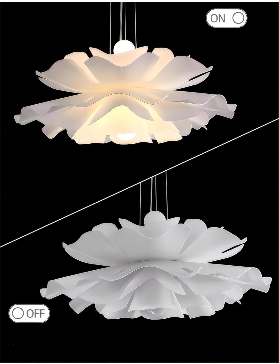 LIGHTLAND 2-Lights Acrylic Flower Pendant Light, Modern Minimalist Creative Hanging Light with Adjust Hanging Line, Pendant Lamp Chandelier for Living Room, Dining Room, Bedroom (15.8 Inch)