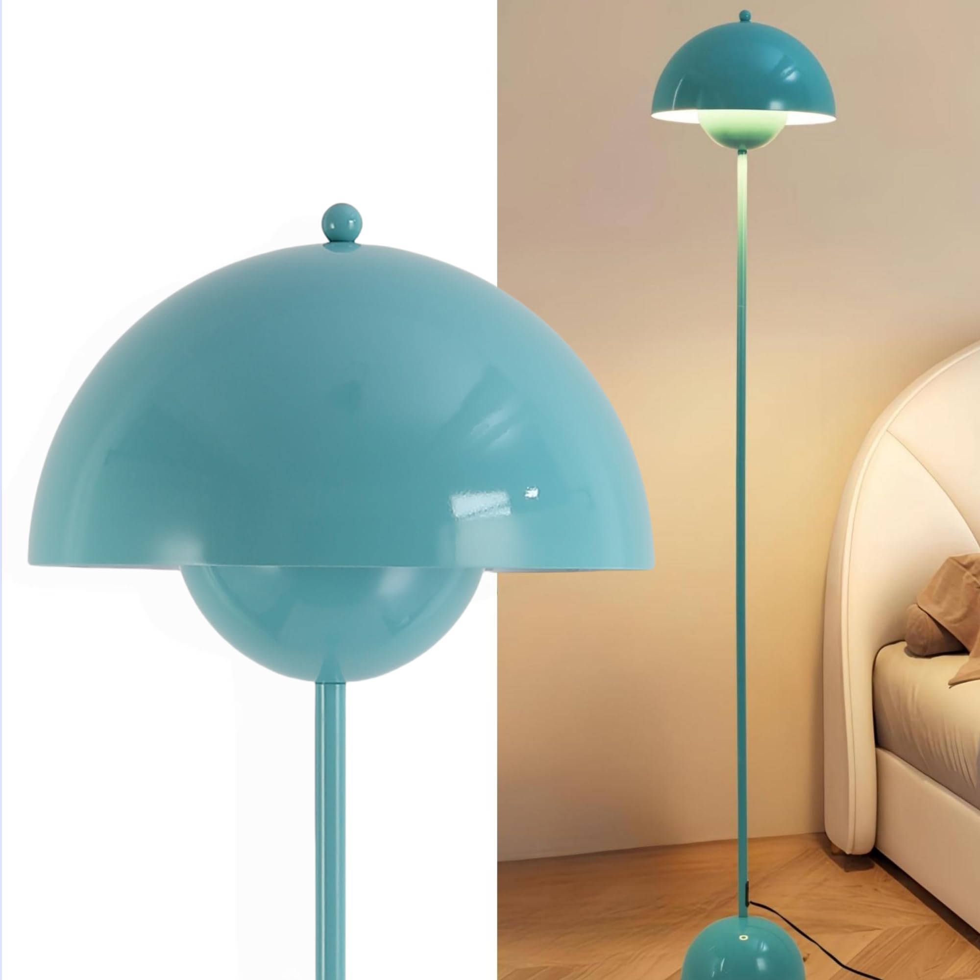 COSYLUX Modern Floor Lamp for Living Room, Industrial Tall Standing Lamp for Bedroom, Metal Shade Reflecting Light Reading Floor Lamp for Office, Nursery Room, Corner(Pastel Green)