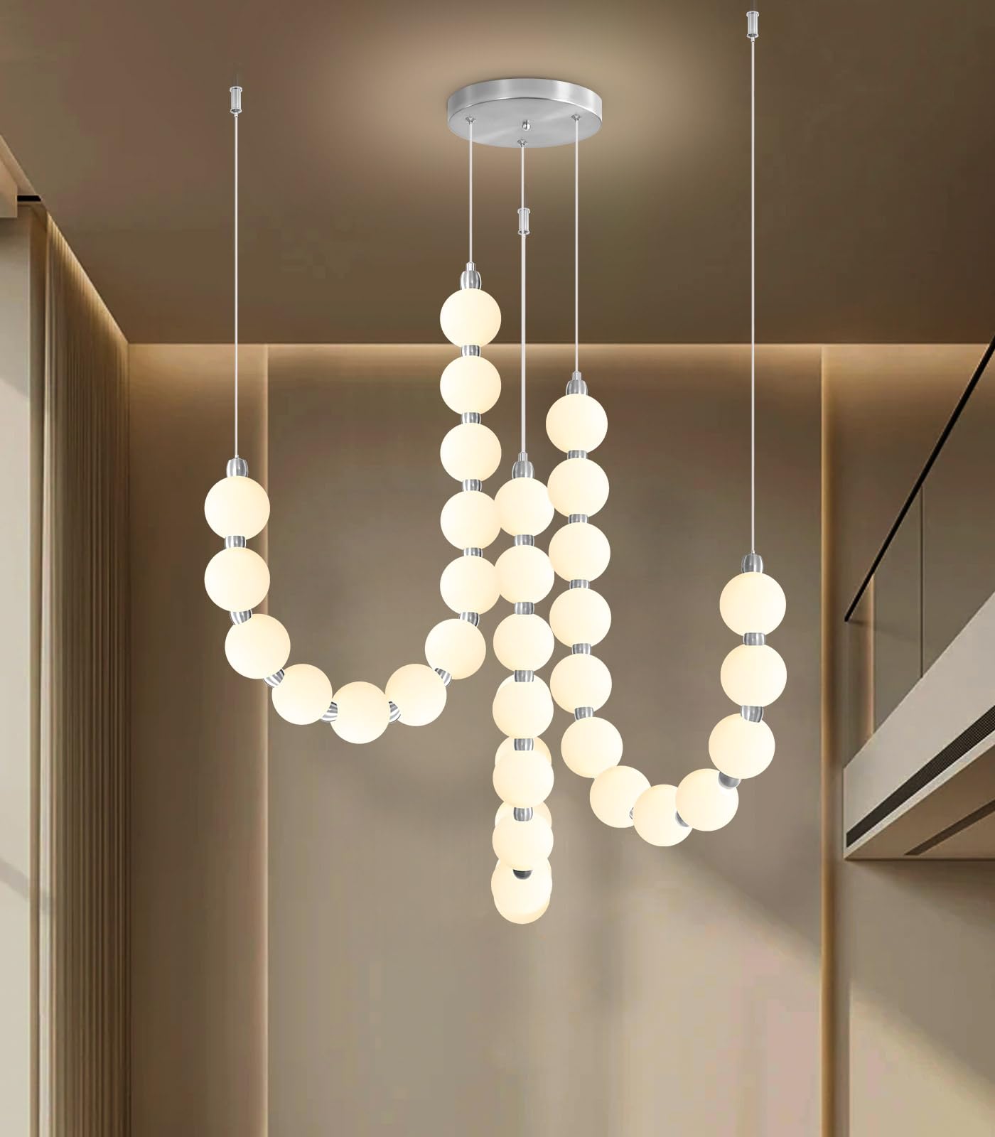 Modern Chandeliers LED Dimmable Light Acrylic Balls Ceiling Pendant Lighting for Living Room Dining Room Bedroom Adjustable Hanging Lights 25 Watts Gold Lamp