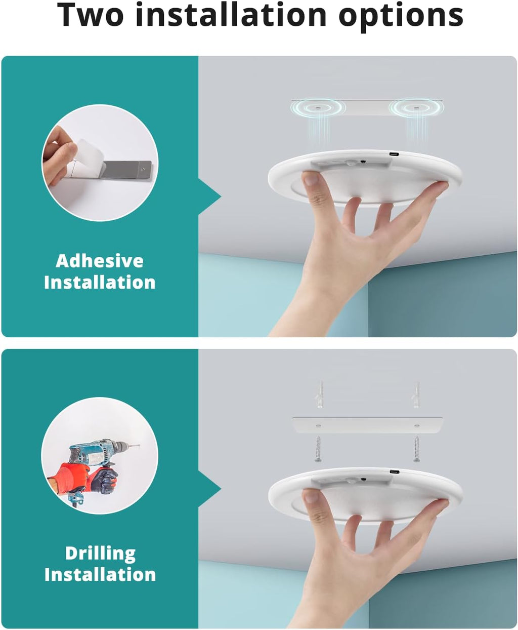wowatt 2Pcs Battery Operated Ceiling Lights Rechargeable Motion Sensor Light Indoor Wireless Shower Light with Remote 3000K 4500K 6500K 7.48in Dimmable Timing Motion Activated Lamp for Closet Shower