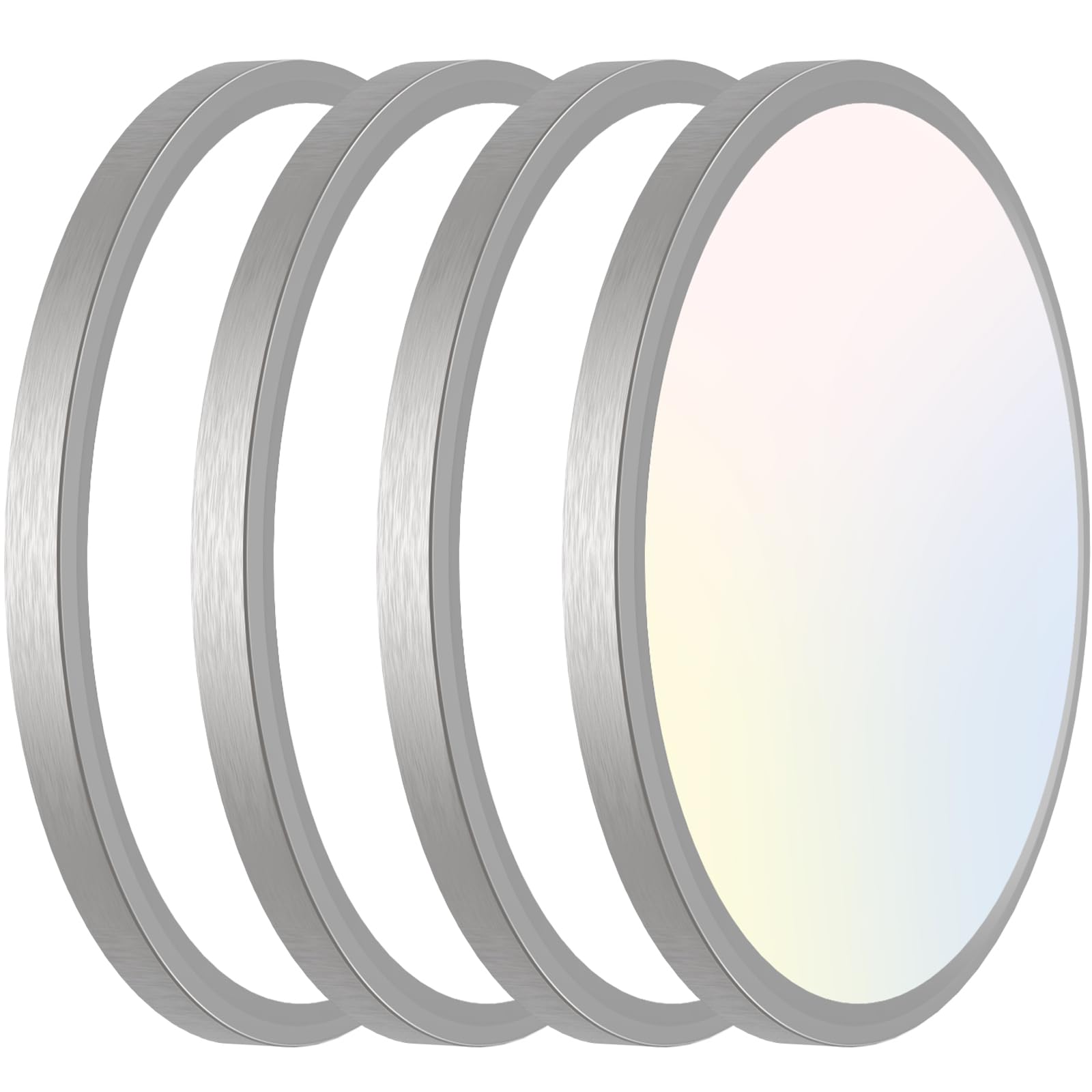 libtit 12 inch Flush Mount LED Ceiling Light Fixture, 3000K 4000K 6500K Adjustable, 28W 3200lm Brushed Nickel Satin Round Ceiling Lamp for Bathroom Hallway Kitchen Bedroom, 2 Pack