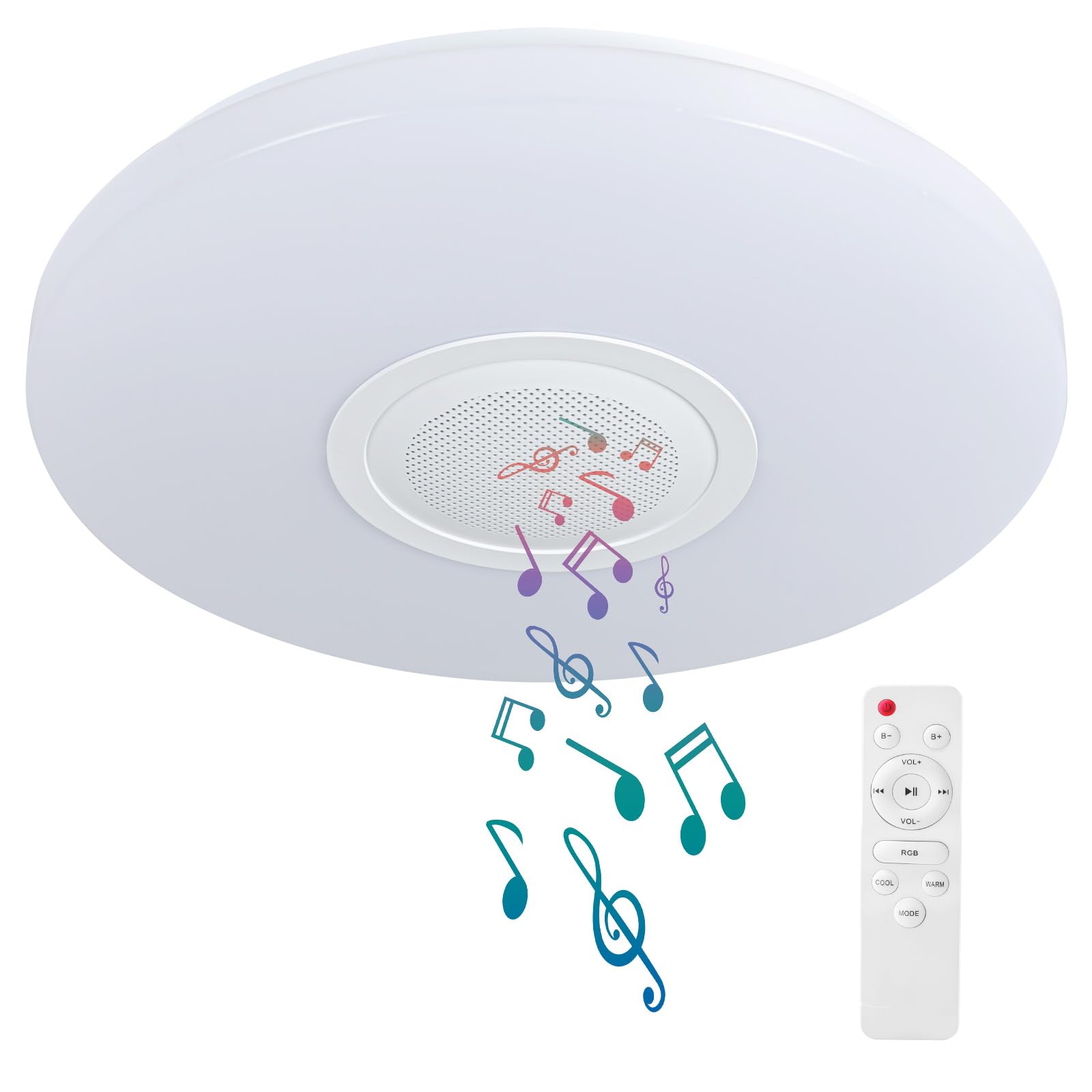 Black Waterproof LED Flush Mount Ceiling Light Fixture,with Bluetooth Speaker,11 Inch,18 watt,Dimmable Music Lamp,RGB Color Changing Light with Remote Control,for Bathroom,Shower,Bedroom