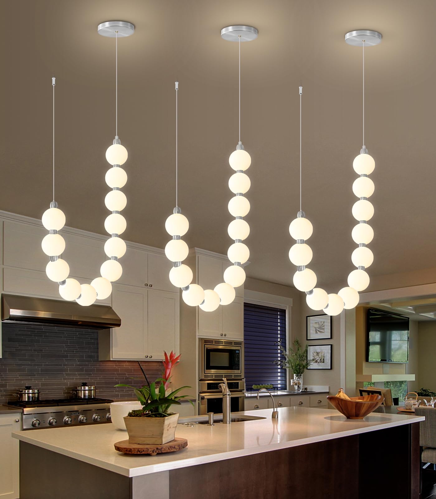 Modern Chandeliers LED Dimmable Light Acrylic Balls Ceiling Pendant Lighting for Living Room Dining Room Bedroom Adjustable Hanging Lights 25 Watts Gold Lamp