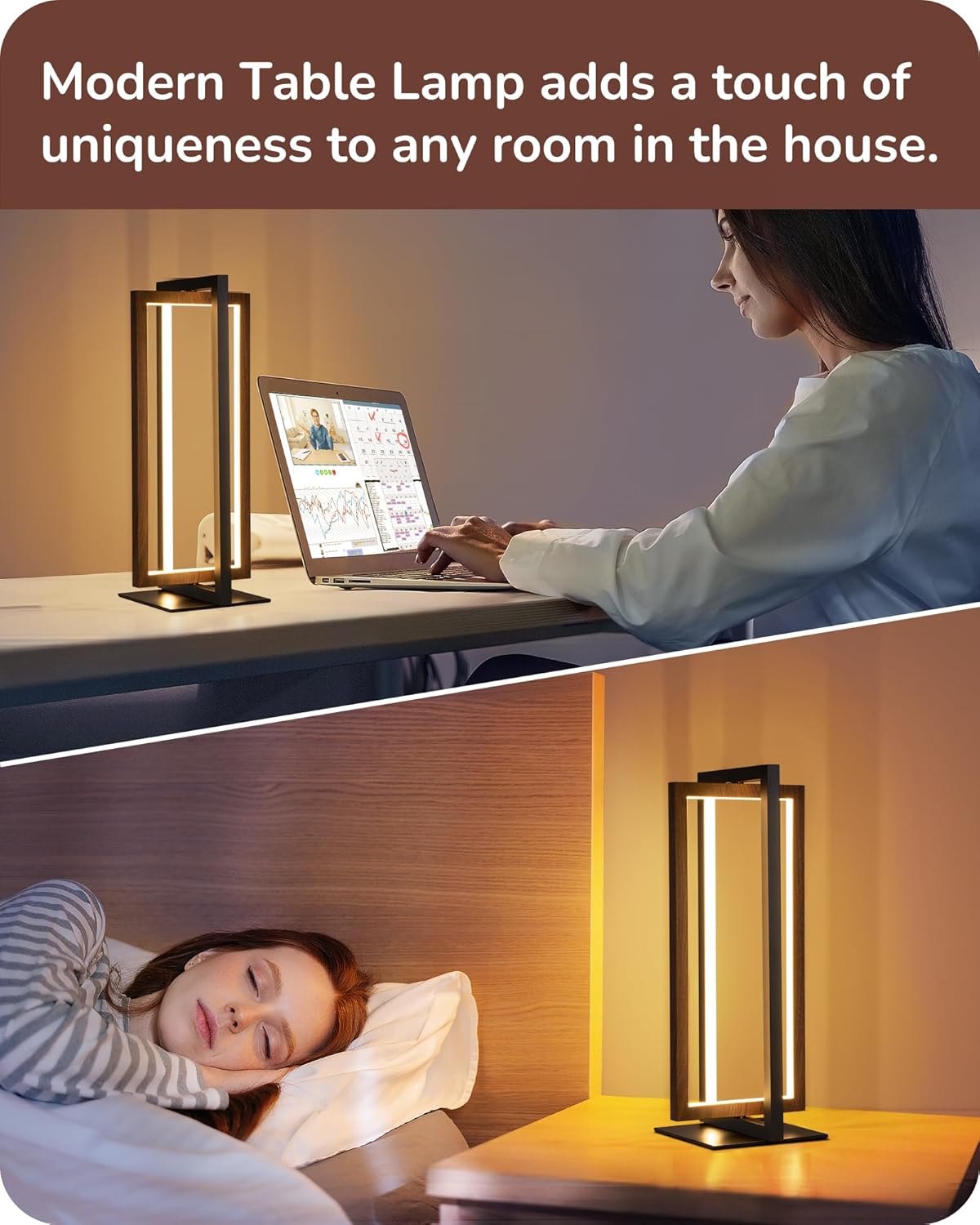 EDISHINE Modern LED Table Lamp, Stepless Dimmable Minimalist Bedside Lamp, MAX 750LM, 3 Color Temperature, Switch Control Nightstand Lamp for Living Room Bedroom, Angle Adjustable